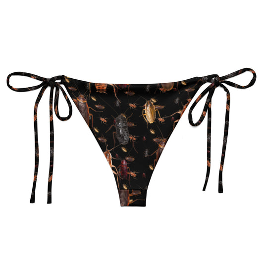 Back of black cockroach bikini bottom with funky design