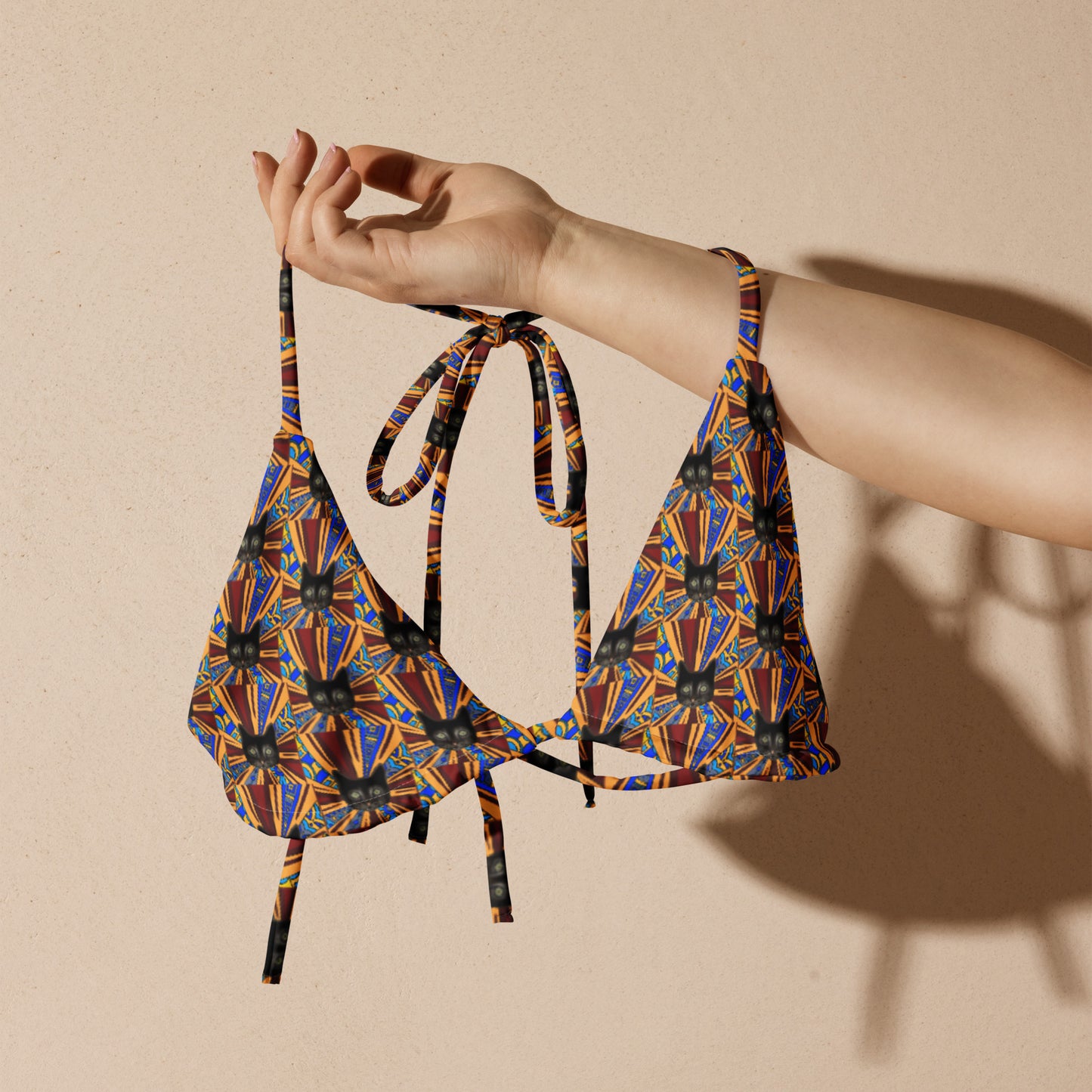 Unique Trippy Cats Recycled Bikini Top