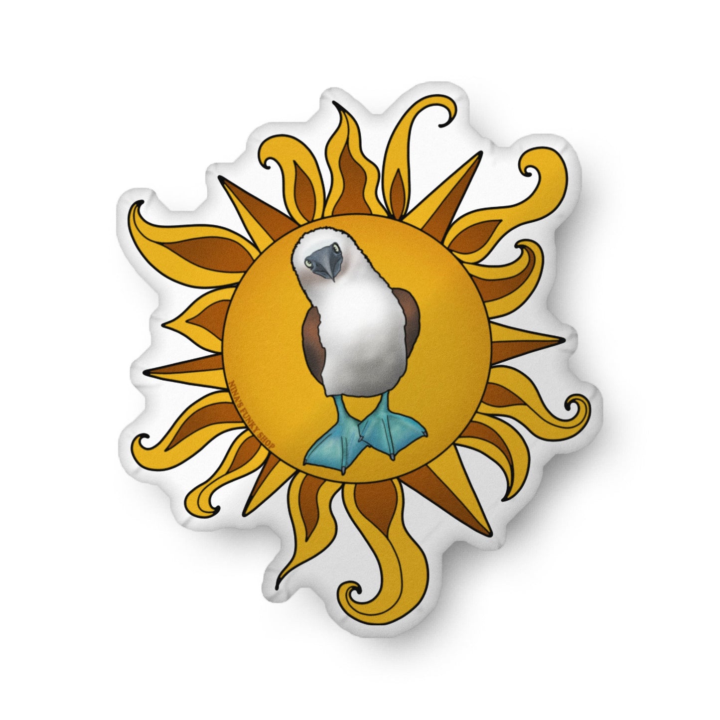 Blue-Footed Booby Sun Shaped Pillow - ninanush
