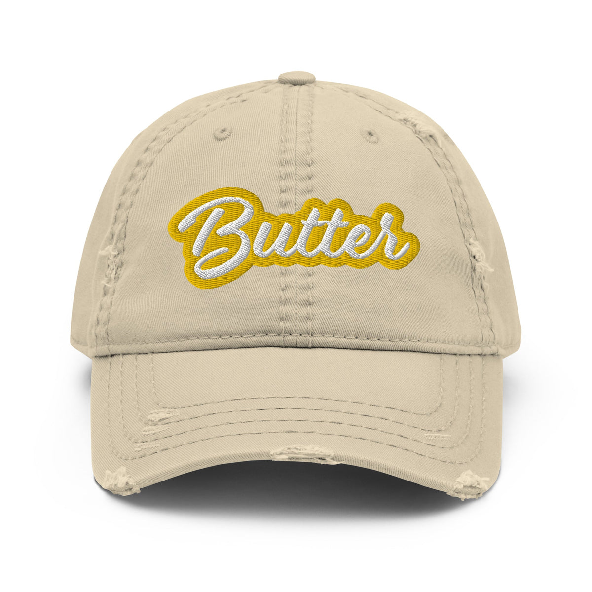 Butter Distressed Dad Hat - ninanush