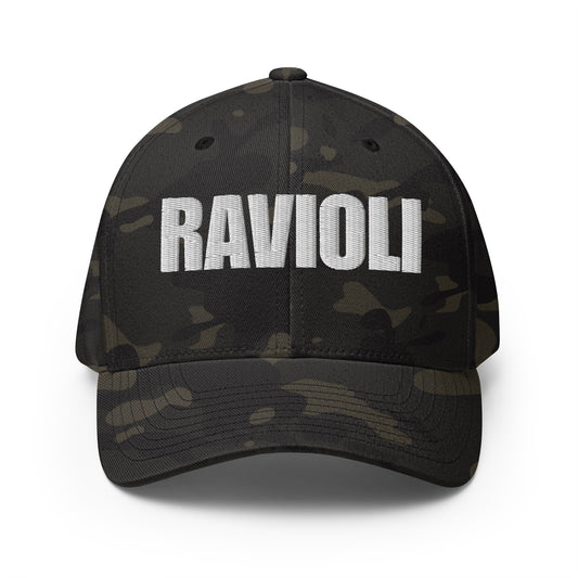 Camo hat for foodies - This ravioli hat is just what every pasta lover needs. It's a funny foodie hat with a unique embroidered design for ravioli enthusiasts. Eat your favorite ravioli in style and make a statement in this comfortable and unique funny pasta lover hat for foodies. It's also the perfect funny gift for ravioli lovers and foodies of all kinds.