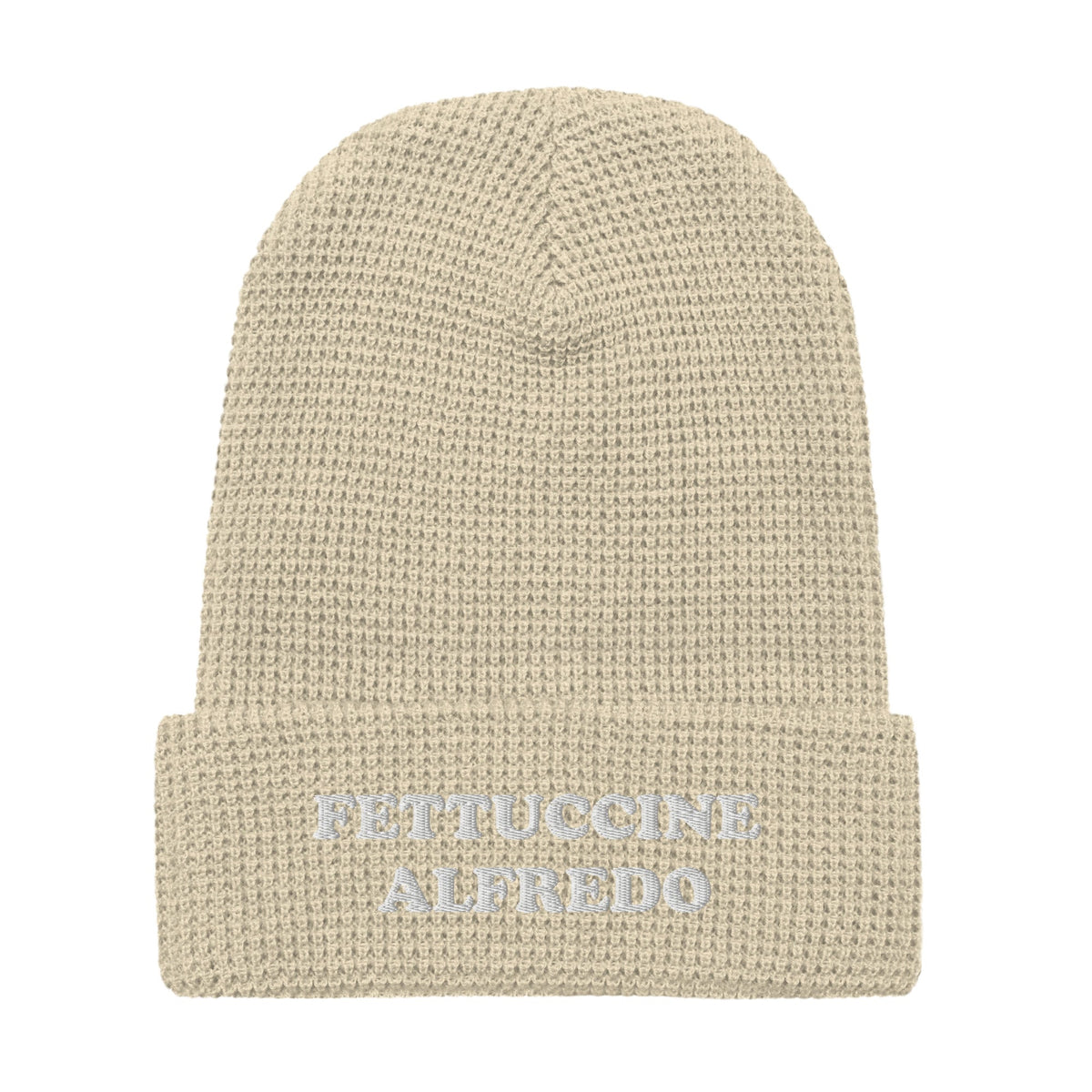 Fettuccine Alfredo Waffle Beanie - White Embroidery - ninanush