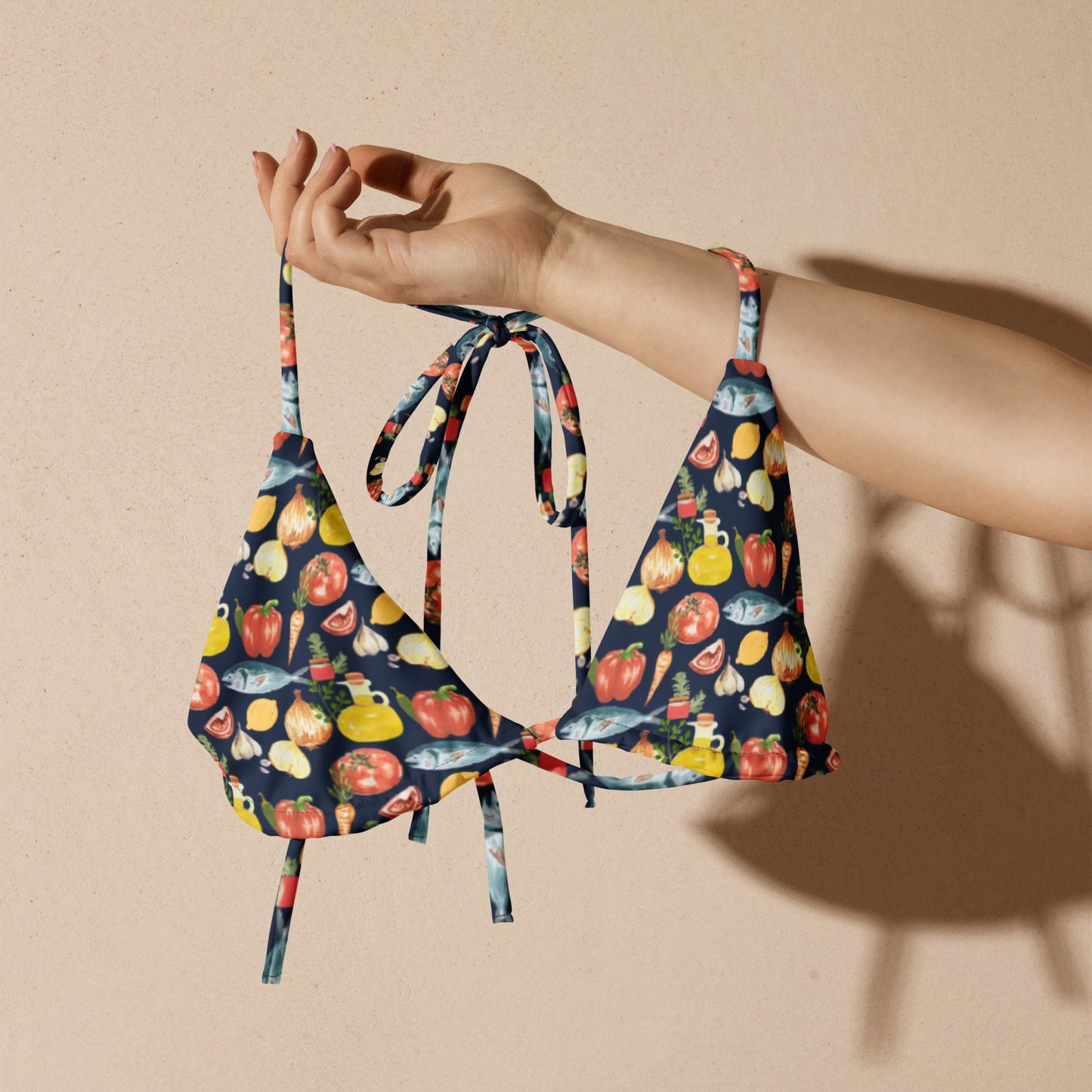 Fish & Veggies Recycled String Bikini Top - ninanush