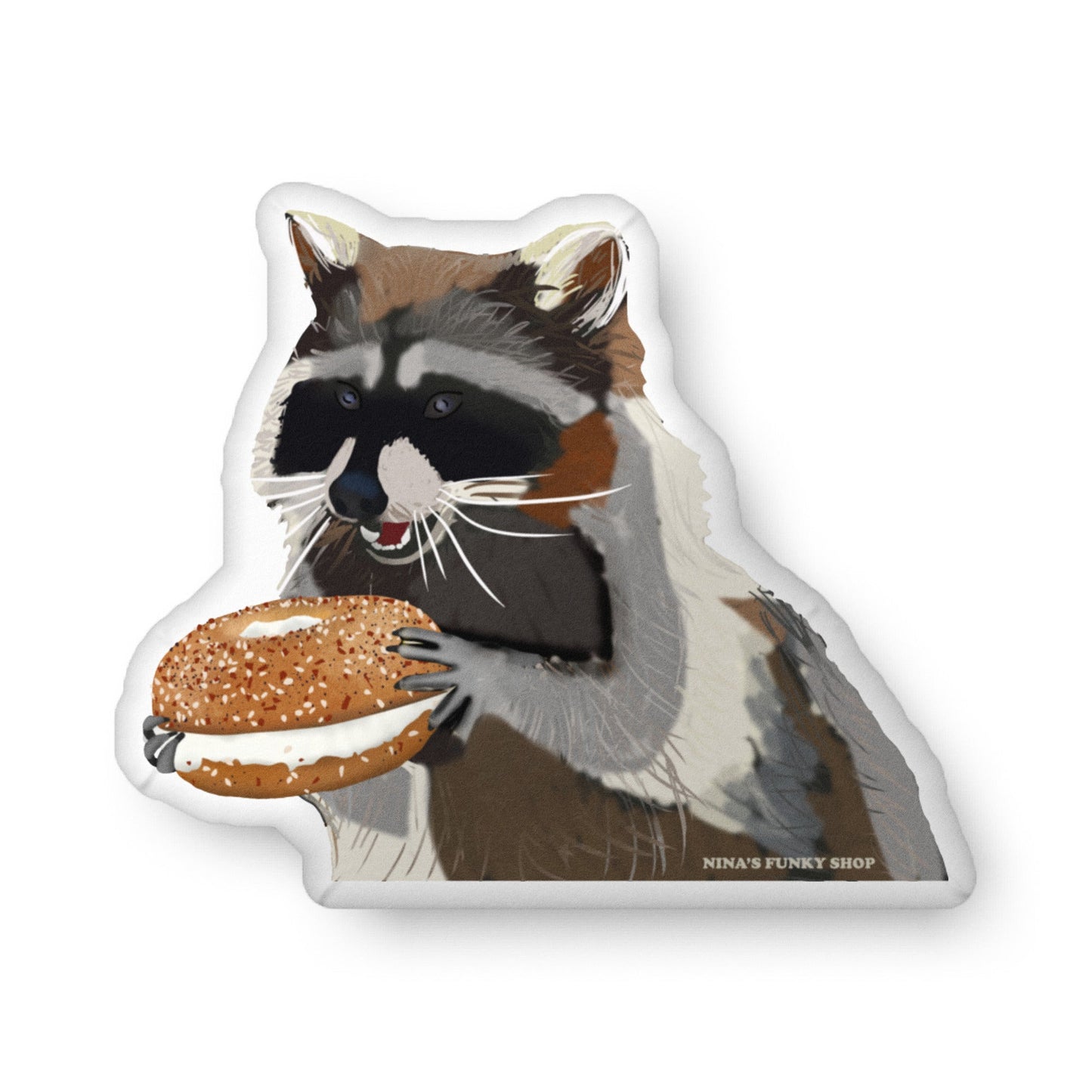Raccoon Bagel Shaped Pillow - ninanush