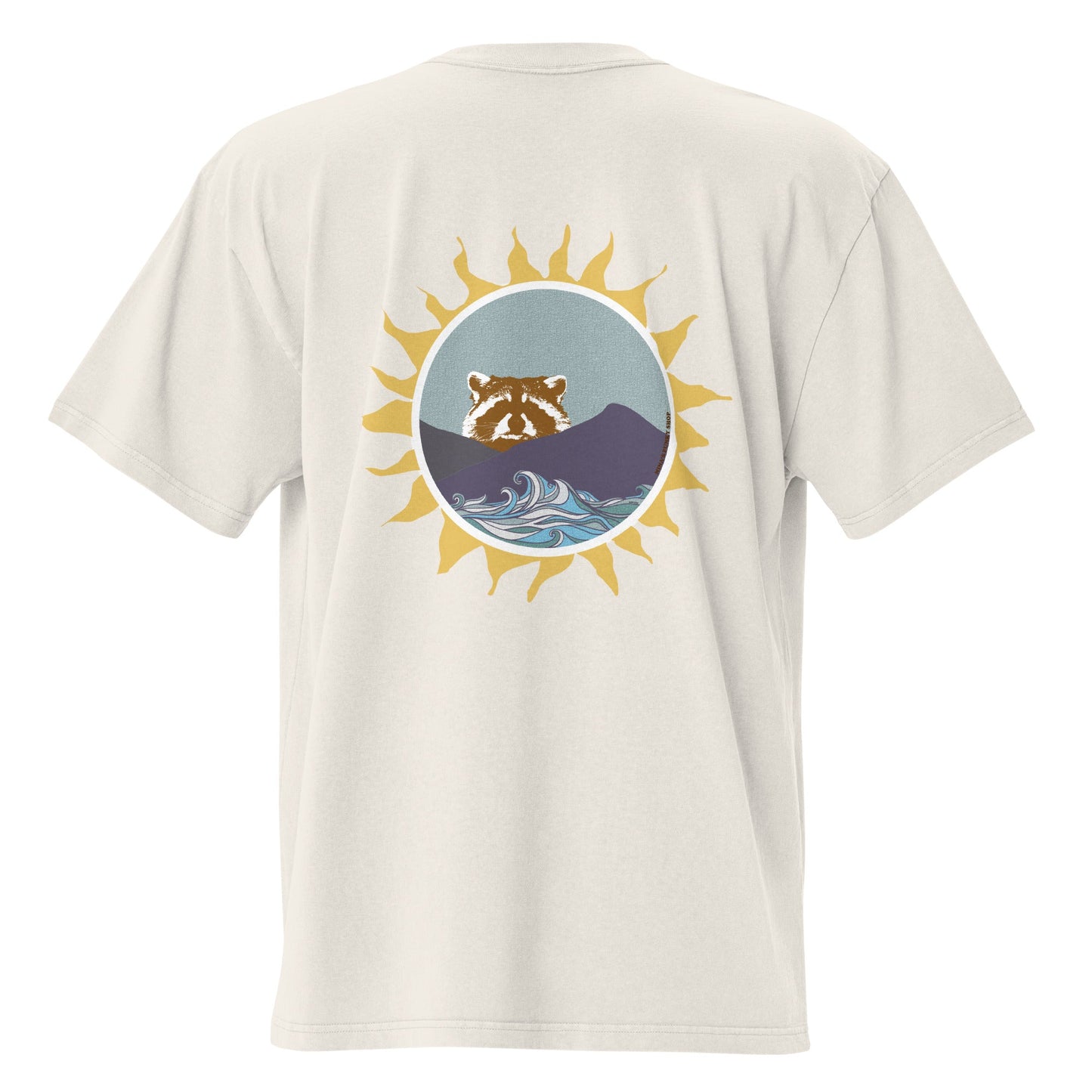 Raccoon Sun Urban Wildlife Oversized Graphic T-Shirt - ninanush