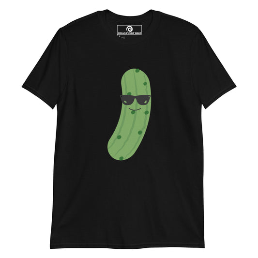 Black Funny Pickle T-shirt - Our Cool Pickle T-shirt is soft, comfortable and comes in a variety of colors with a funny pickle design, expertly printed on the front. The perfect graphic tee for pickle lovers and foodies of all kinds. Stand out in our sarcastic graphic tees and funny foodie apparel. Designed by Nina and made just for you!