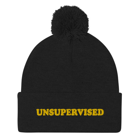 Black unsupervised beanie for adults - Still feel like you need supervision? This unsupervised adults beanie is just for you! Live your unsupervised adult life to the fullest in this cozy and comfortable, funny beanie with a pom pom on top. It's a cute beanie and a unique and a funny gift for friends and family. Stay weird and wear what makes you smile.