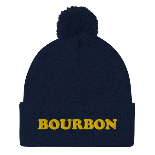 Navy blue bourbon beanie - Drink bourbon in a cozy funny beanie made just for you. It's a unique, embroidered drinking beanie for bourbon enthusiasts. Wear this bourbon lover beanie on your drinking adventures, cozy on the couch, or give it as a funny gift for bourbon lovers. If you love bourbon, this funny bourbon beanie is just what you need.