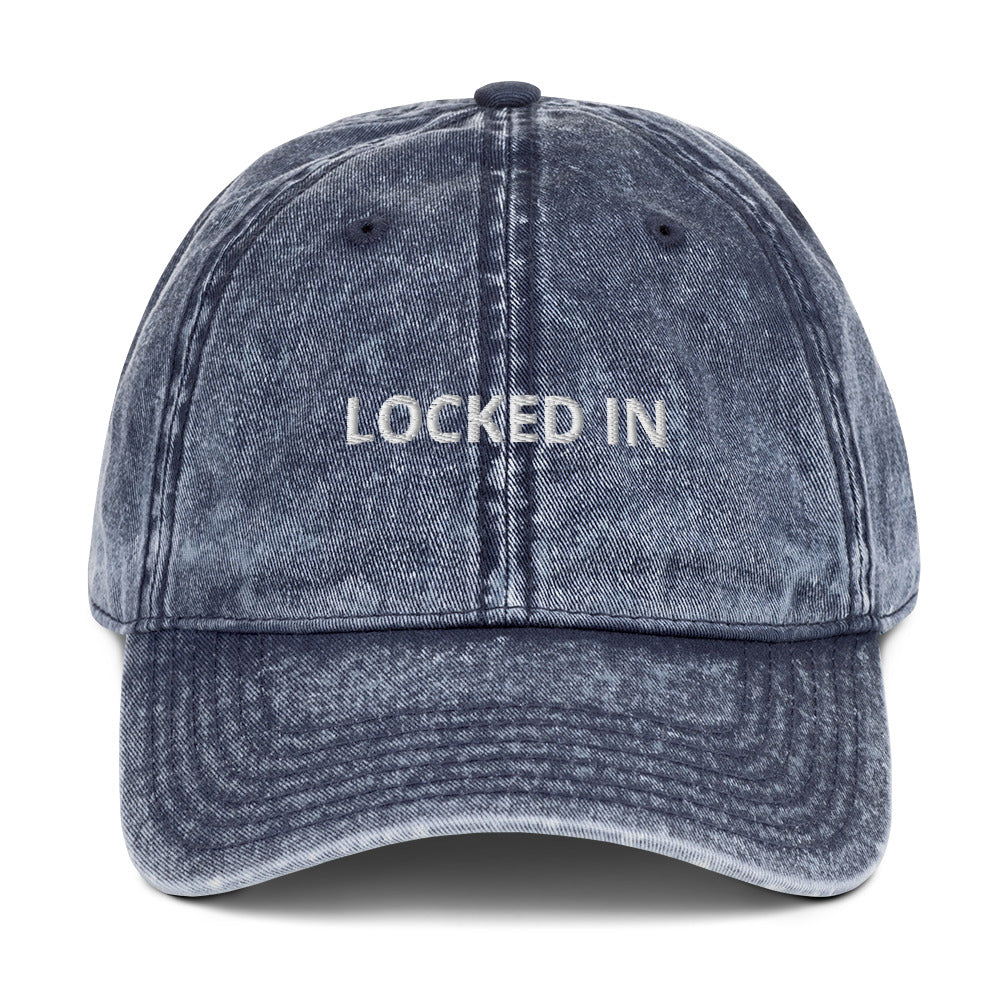 Blue Locked In Vintage Style Dad Hat