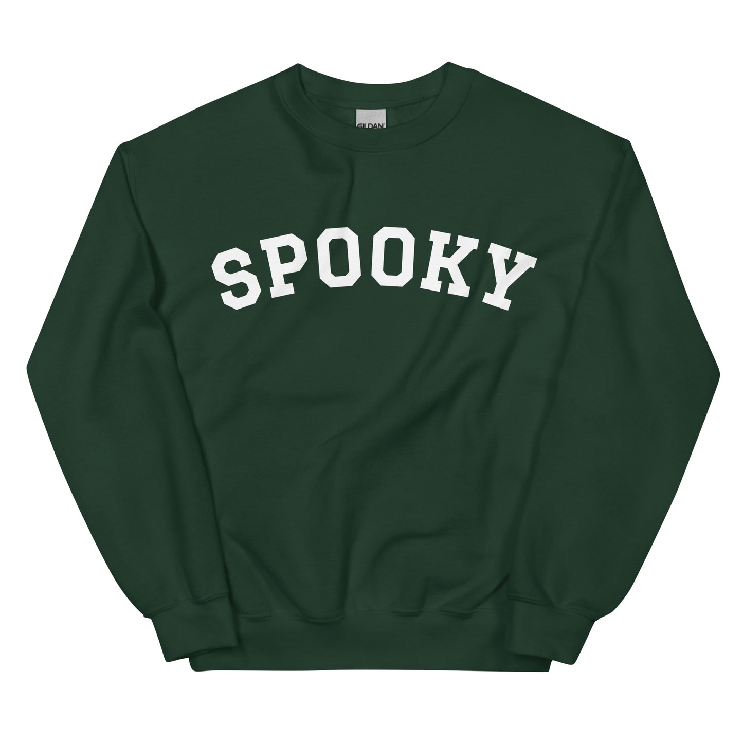 Green Sweatshirt with Spooky Varsity Design