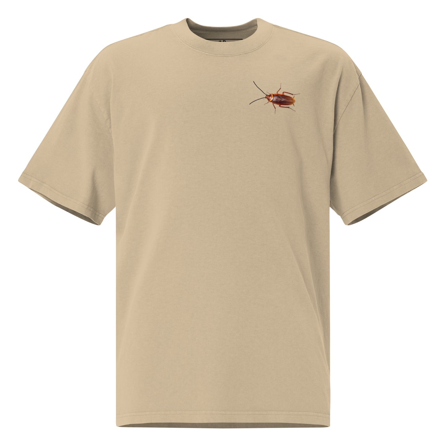 Khaki t-shirt with funky cockroach graphic