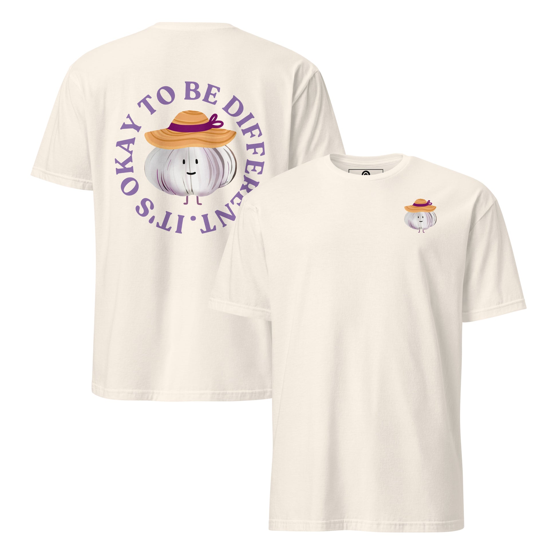 Natural Color It's Okay To Be Different Garlic Sunhat T-Shirt - Front & Back