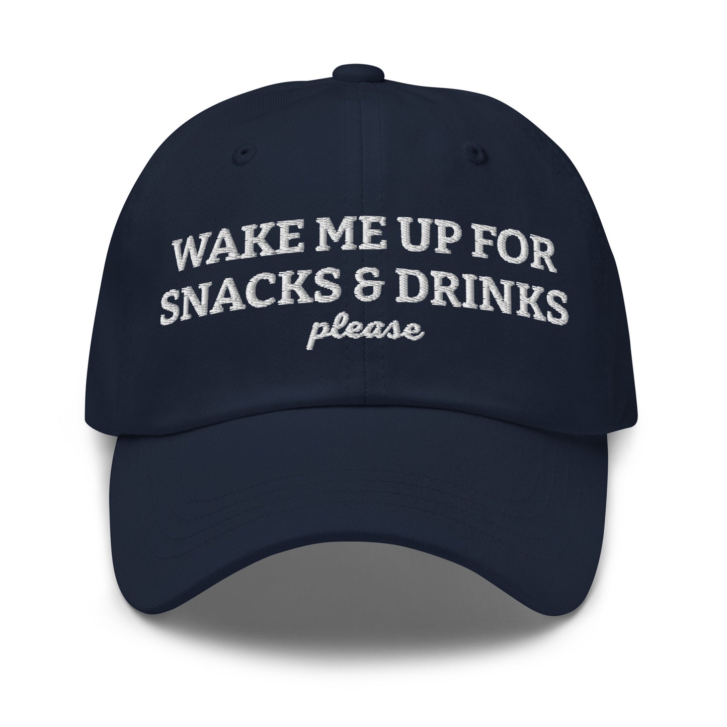 Navy - Wake me up for snacks and drinks please dad hat