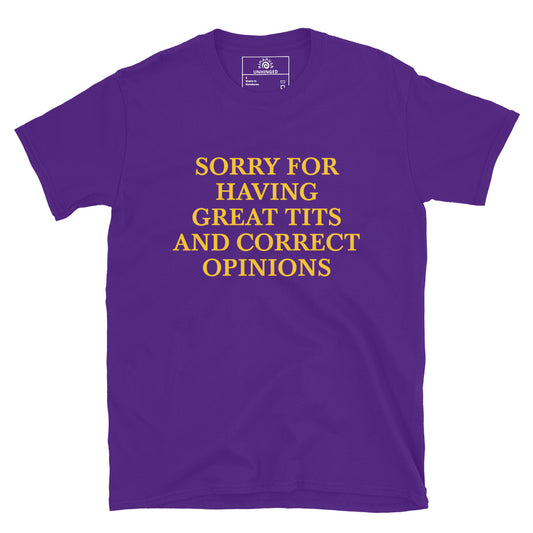 Purple Sorry For Having Great Tits And Correct Opinions T-Shirt