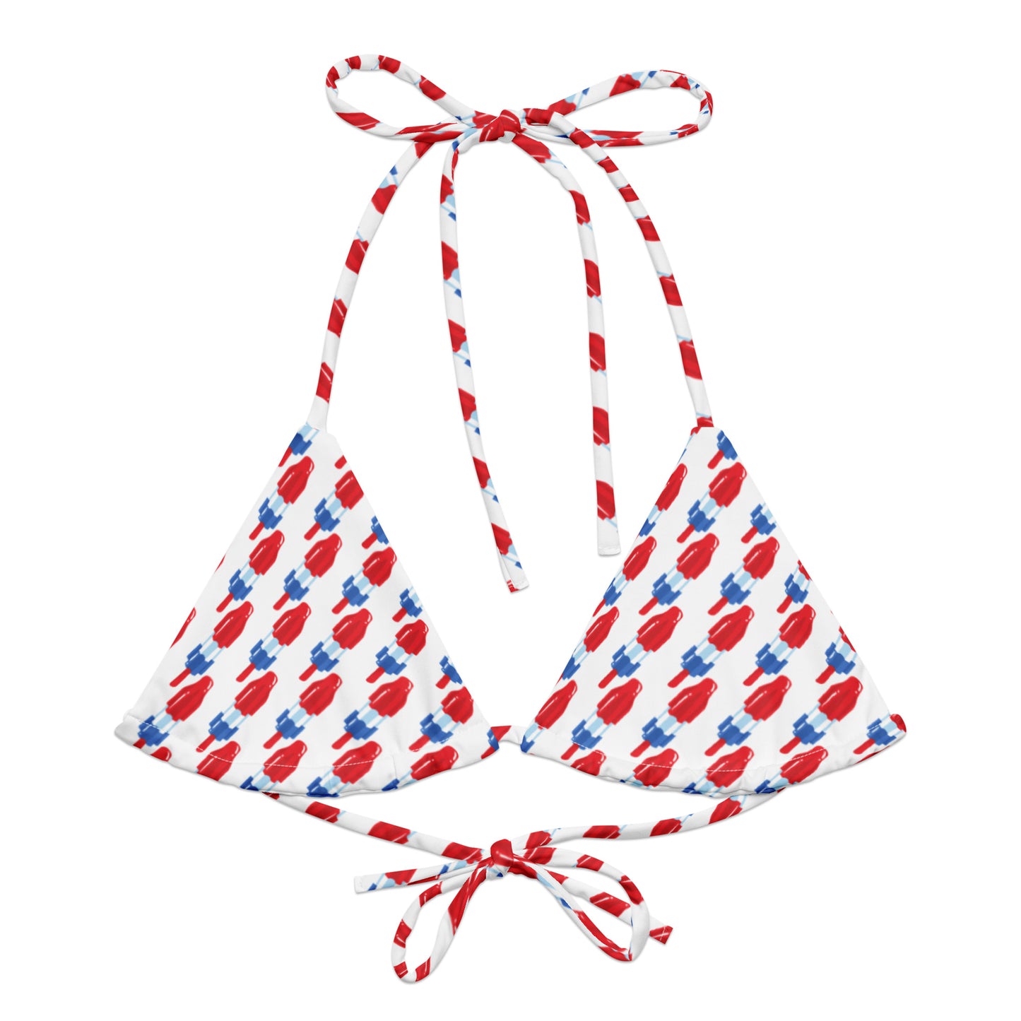 Red, White & Blue Popsicle Recycled Bikini Top