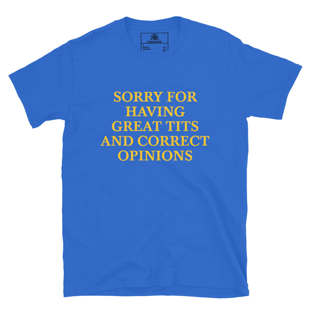 Royal Blue Sorry For Having Great Tits And Correct Opinions T-Shirt