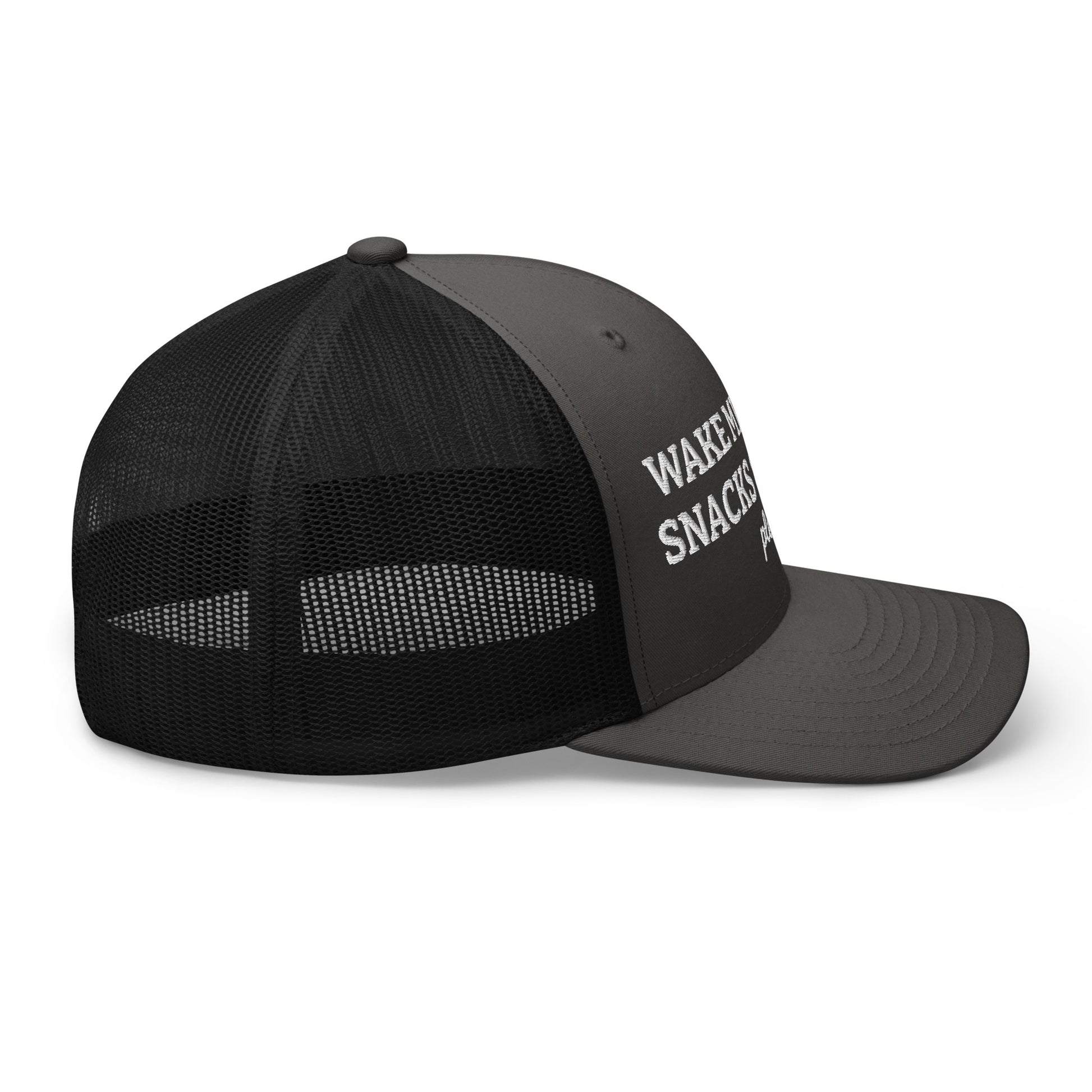 Side of wake me up for the snack and drinks please hat