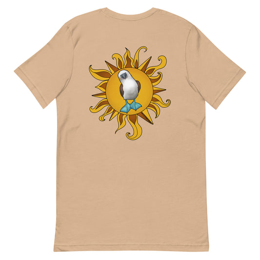 Tan Blue-Footed Booby T-shirt - Our Blue-Footed Booby T-Shirt is soft, comfortable and comes in a variety of colors. It's a classic cotton tee with a hand drawn blue-footed booby design, expertly printed on the front and back. This funky graphic tee is totally unique, designed by Nina and made just for you! Looking for something personalized? Shoot us an email!