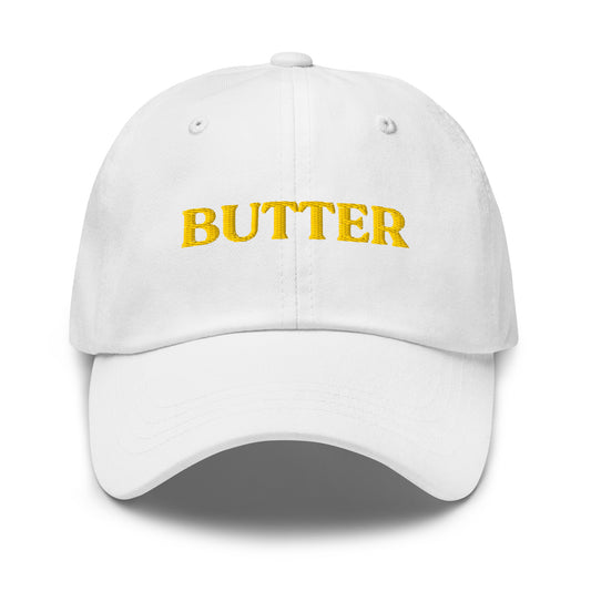White Embroidered Butter Hat