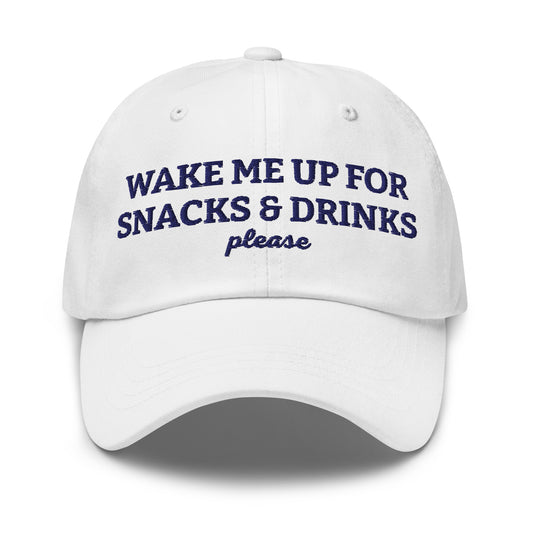White - wake me up for snacks and drinks please dad hat