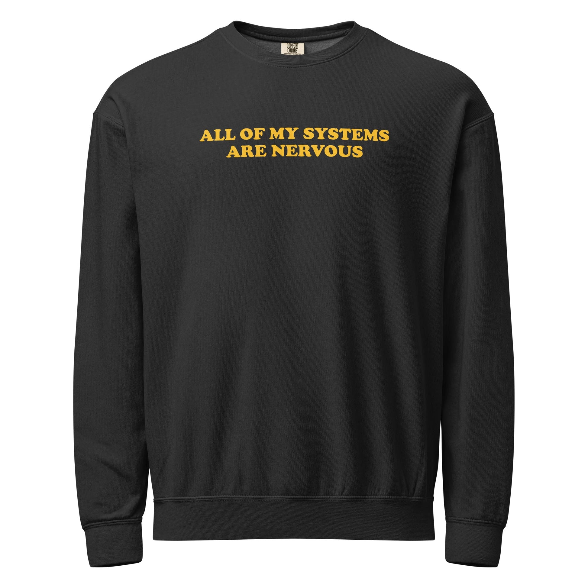 All Of My Systems Are Nervous Garment-Dyed Crewneck Sweatshirt - ninanush