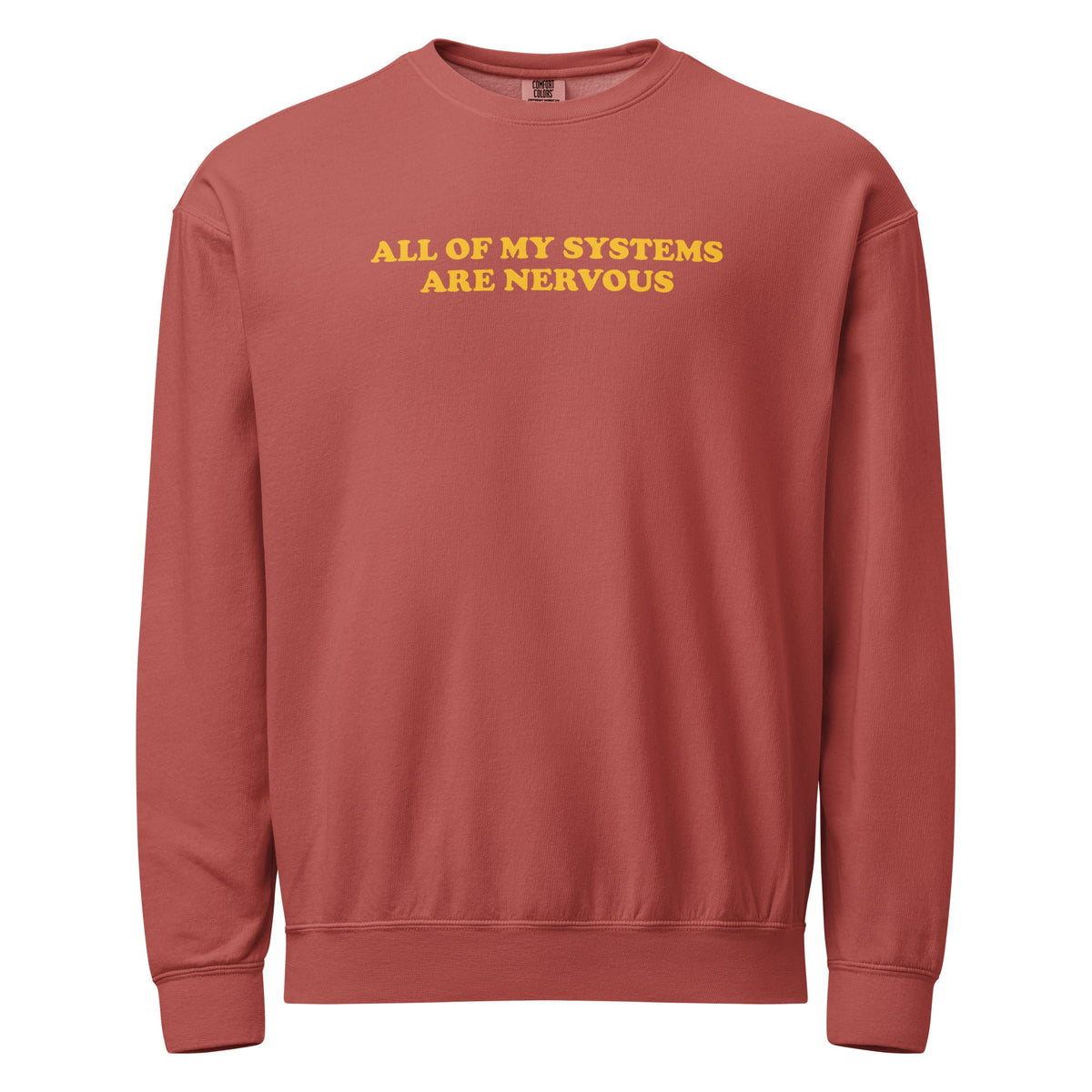 All Of My Systems Are Nervous Garment-Dyed Crewneck Sweatshirt - ninanush