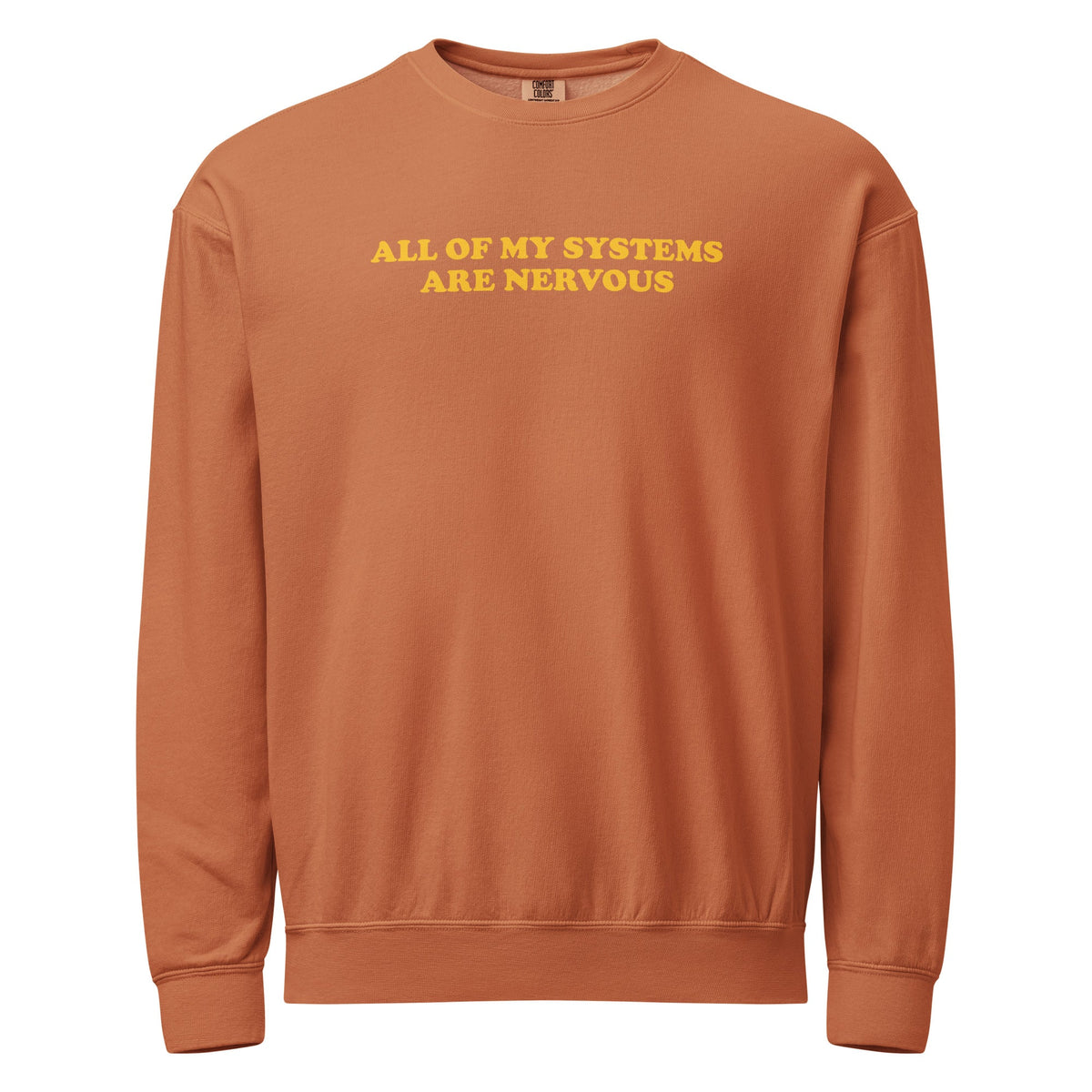 All Of My Systems Are Nervous Garment-Dyed Crewneck Sweatshirt - ninanush