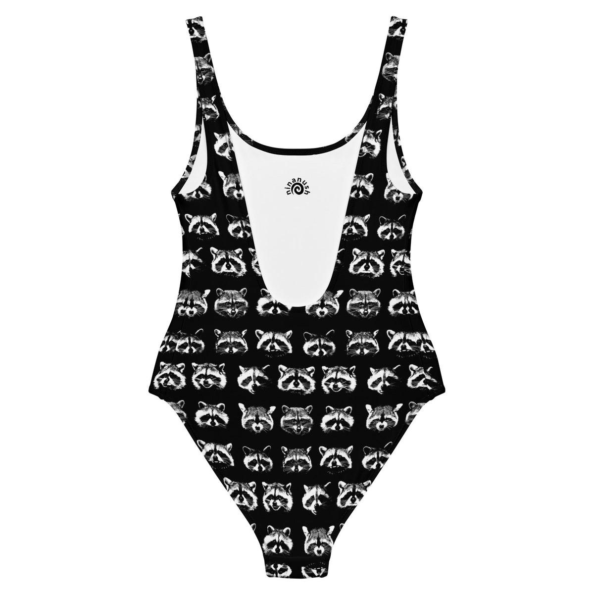 Black And White Raccoon Faces One-Piece Swimsuit - ninanush