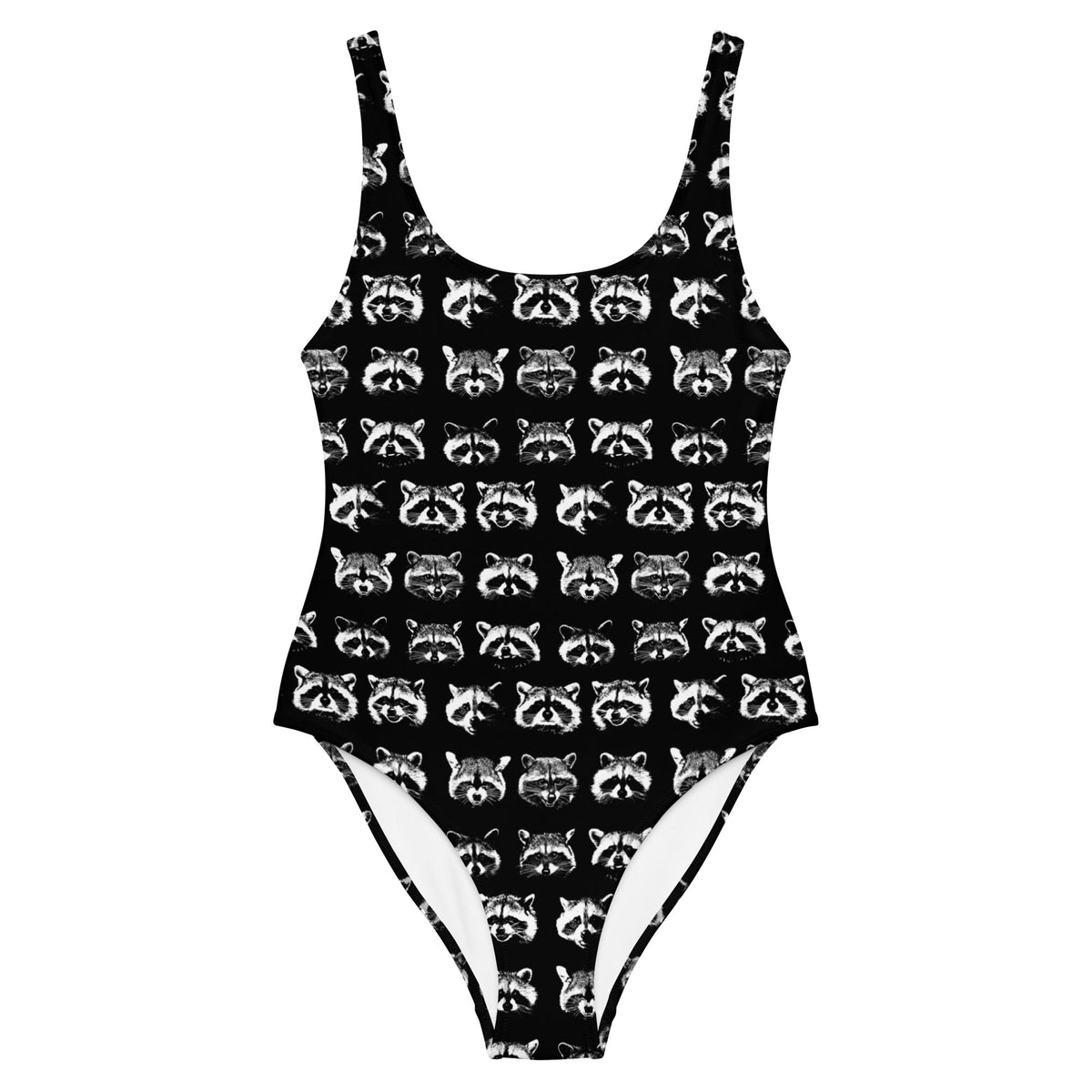 Black And White Raccoon Faces One-Piece Swimsuit - ninanush