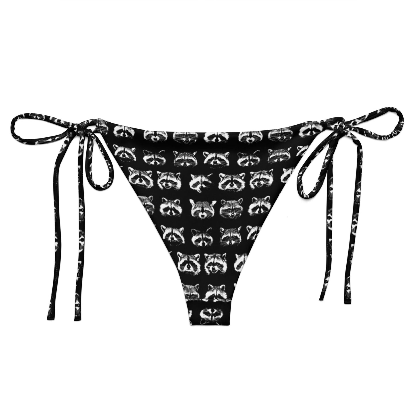 Black And White Raccoon Faces Recycled Bikini Bottom - ninanush
