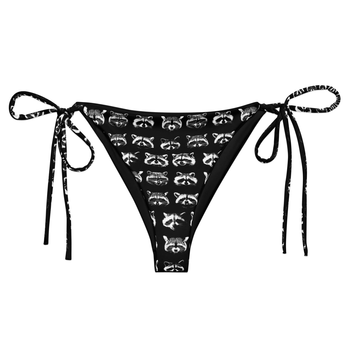 Black And White Raccoon Faces Recycled Bikini Bottom - ninanush