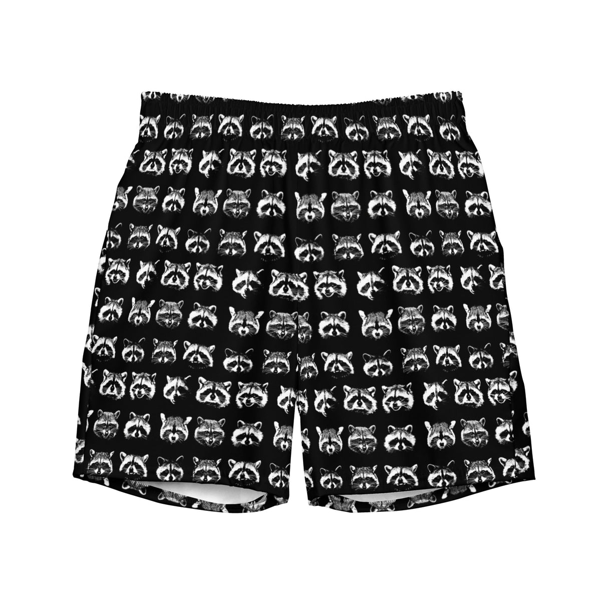 Black And White Recycled Raccoon Faces Swim Shorts - ninanush