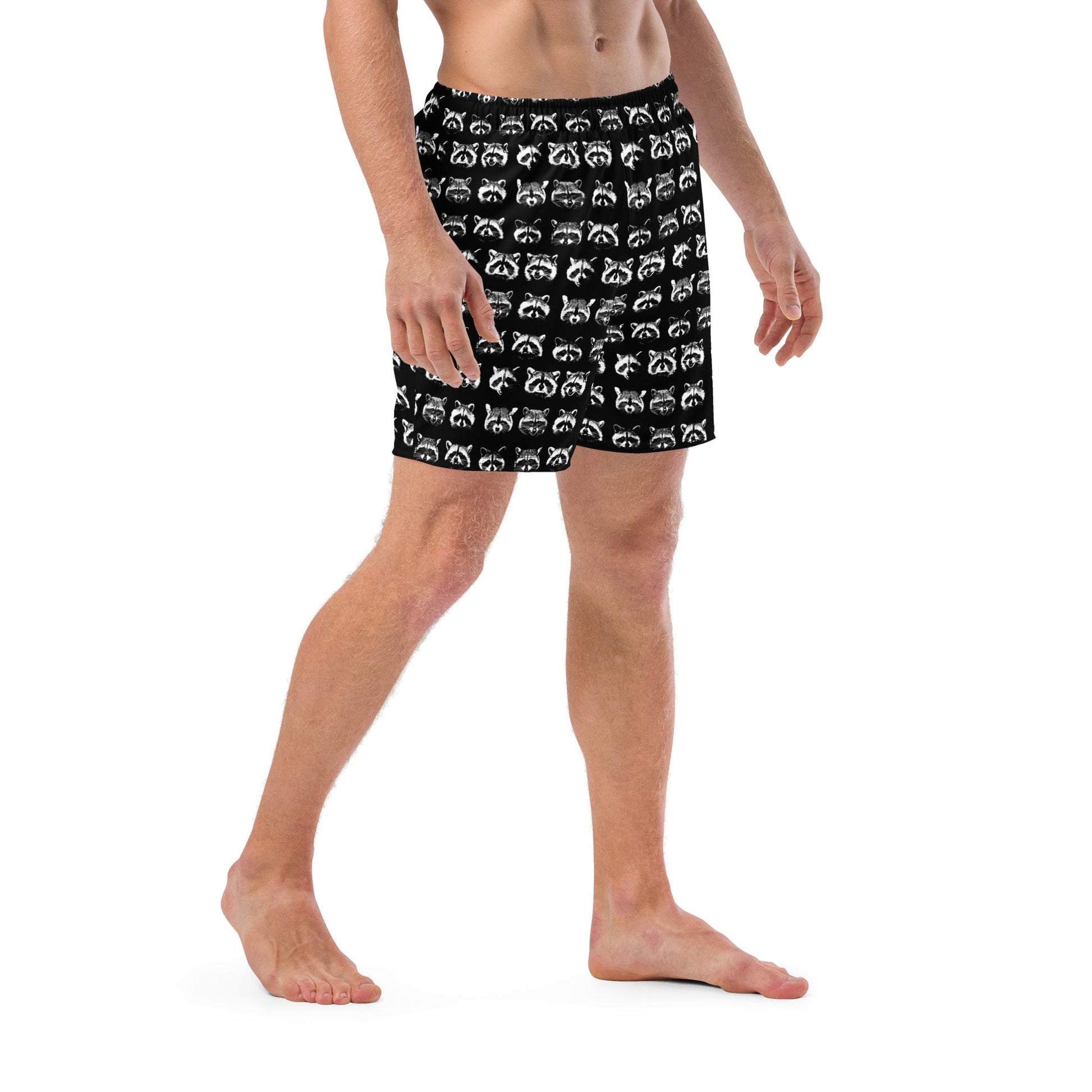 Black And White Recycled Raccoon Faces Swim Shorts - ninanush