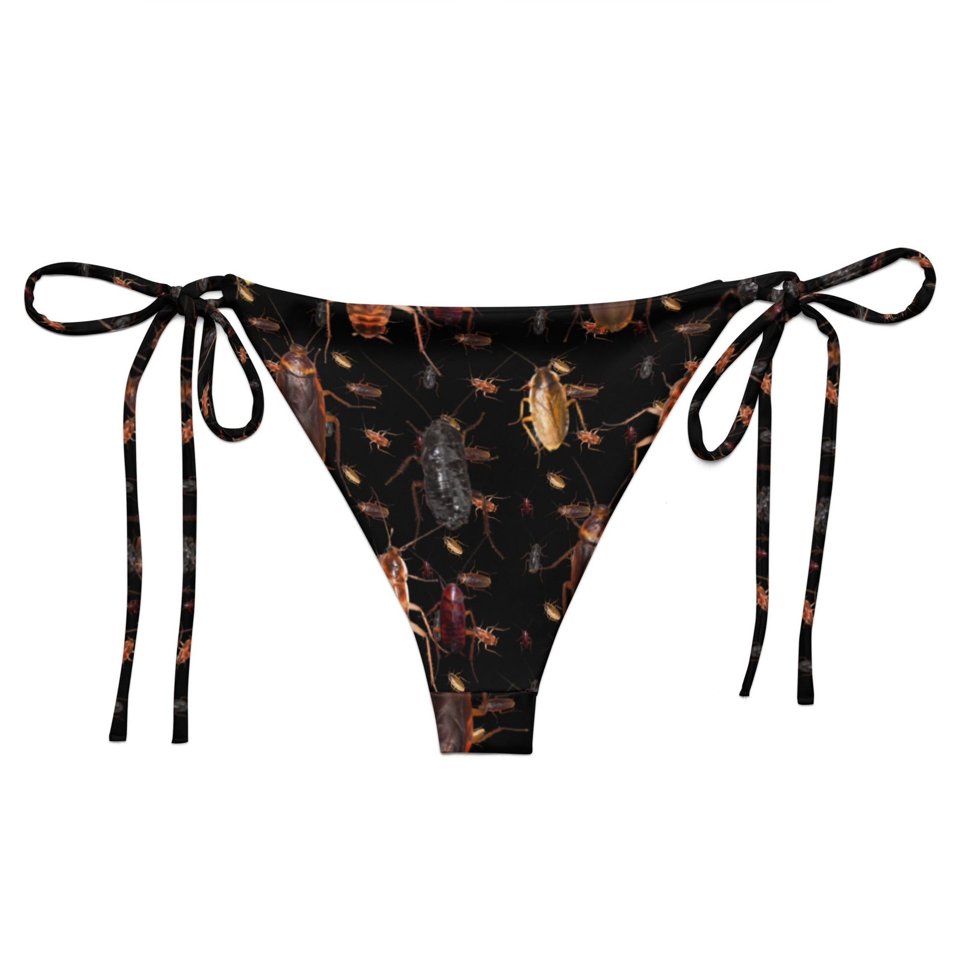Black Cockroach Recycled String Bikini Bottom - ninanush