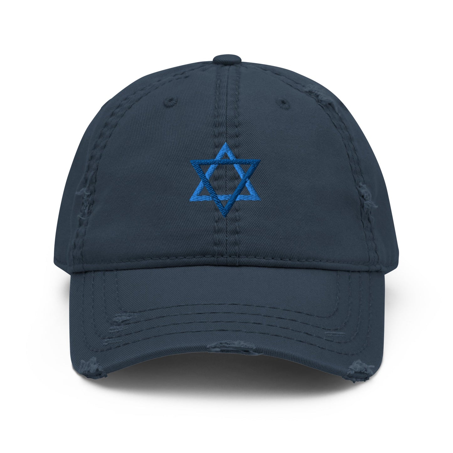 Blue Jewish Star Distressed Dad Hat - ninanush