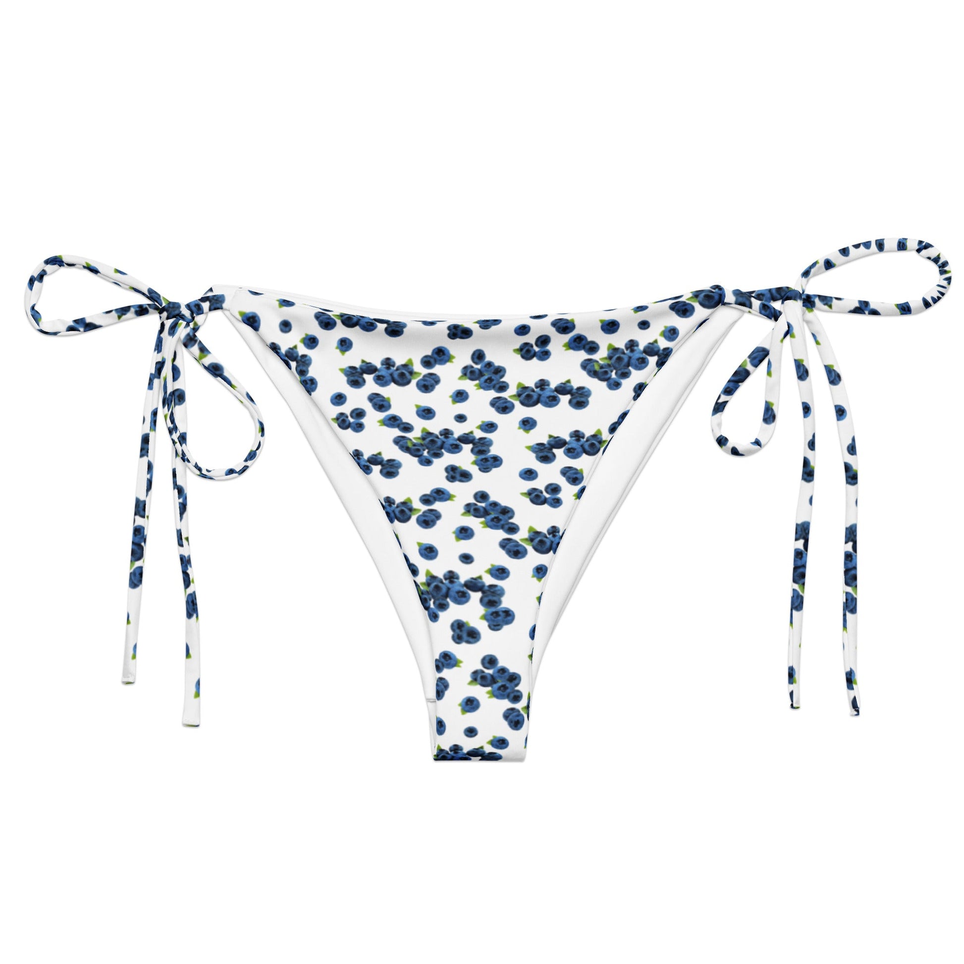 Blueberries Recycled Bikini Bottom - Blue And White - ninanush