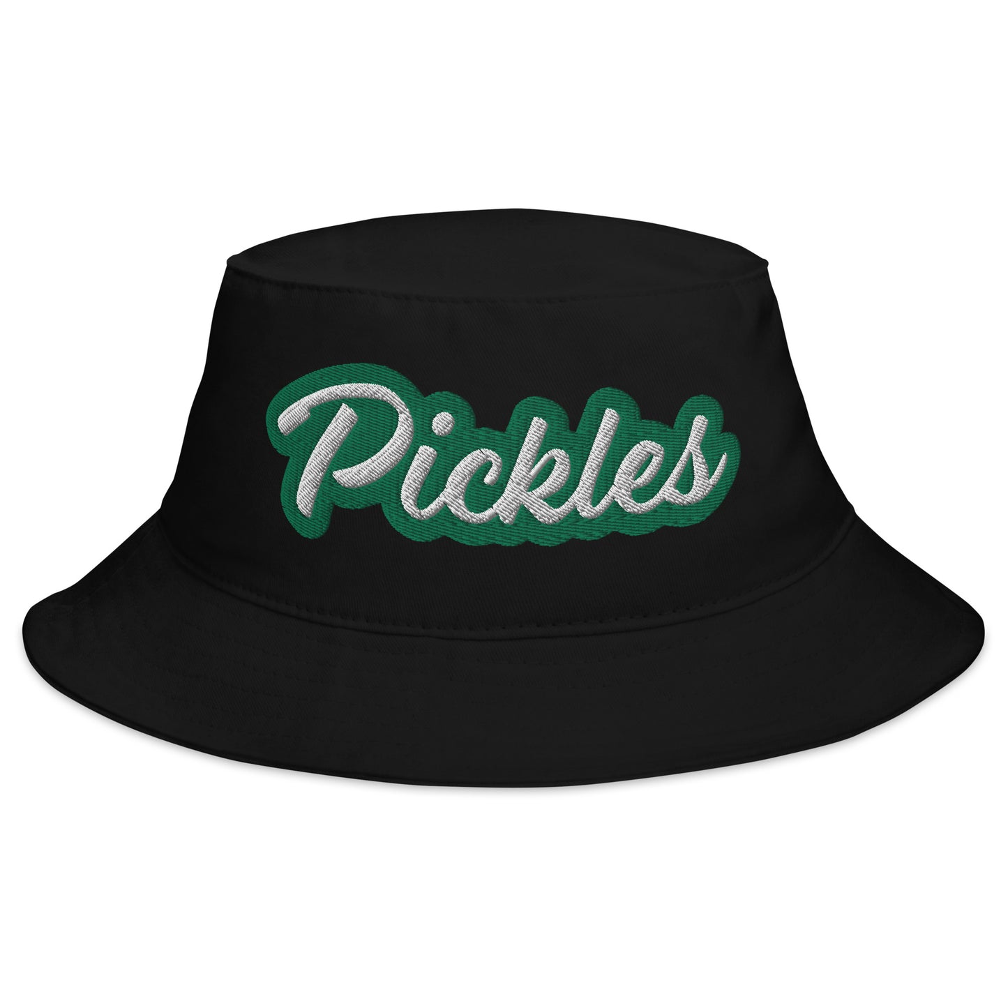 Black green embroidered pickle lover bucket hat - A pickle bucket hat for everyday. Make a statement and eat your favorite pickles in style in this funny foodie pickles bucket hat. It's unique, funny and embroidered just for you and the pickle lovers in your life. This pickle lover hat is a mix of weird and trendy foodie style that's only available at Nina's Funky Shop. 