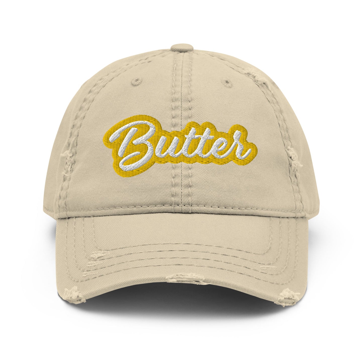 Butter Distressed Dad Hat - ninanush