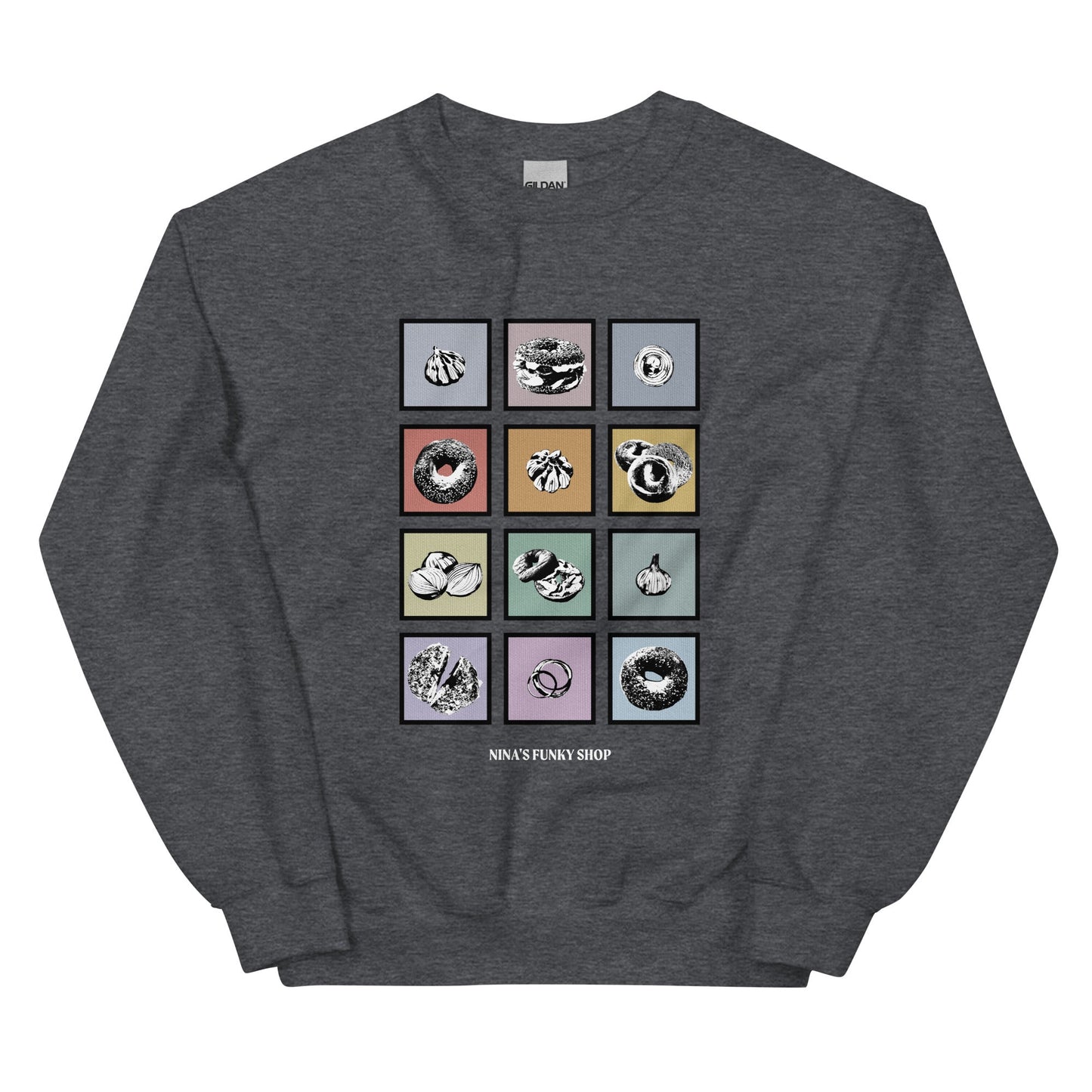 Colorful Bagels Onions and Garlic Sweatshirt - ninanush
