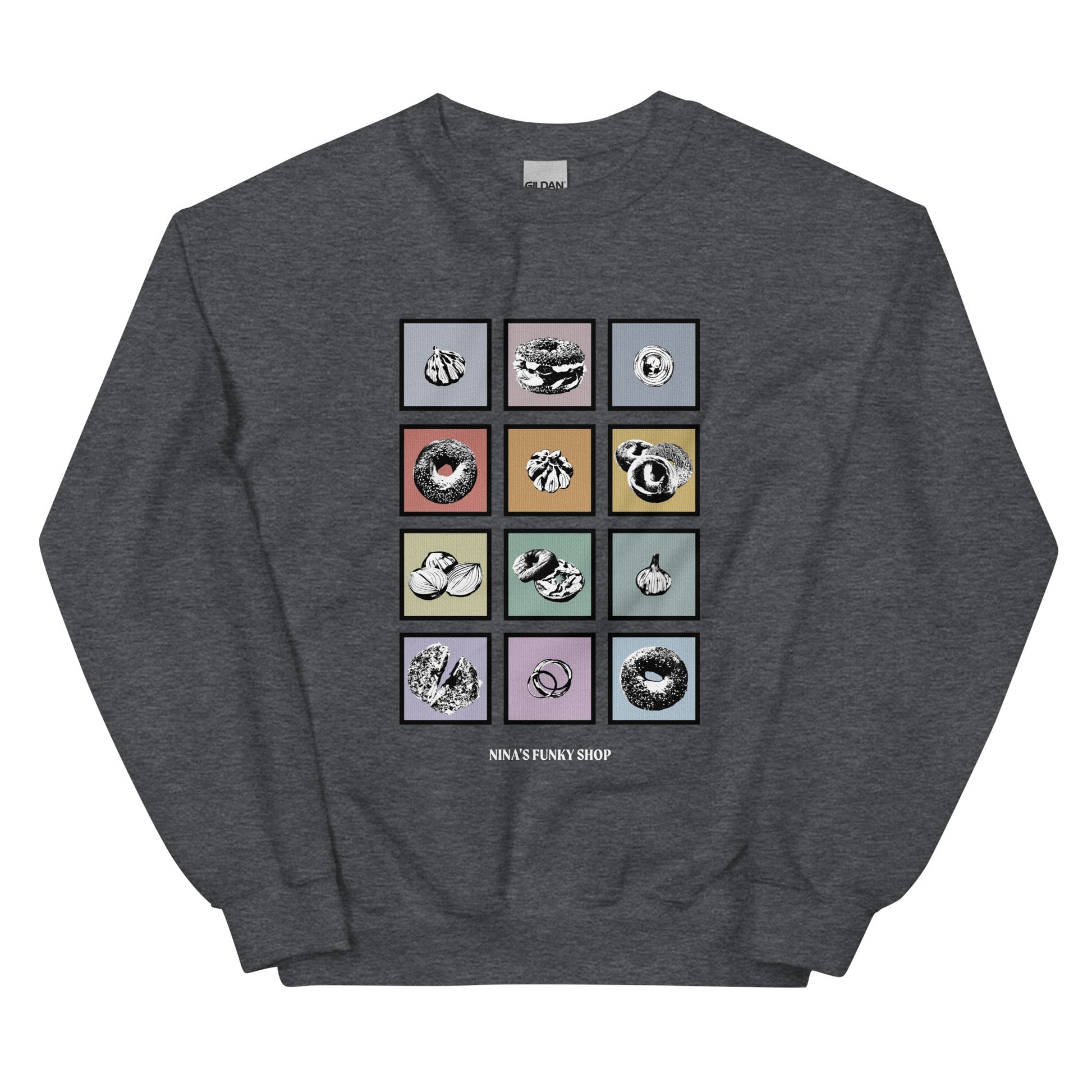 Colorful Bagels Onions and Garlic Sweatshirt - ninanush