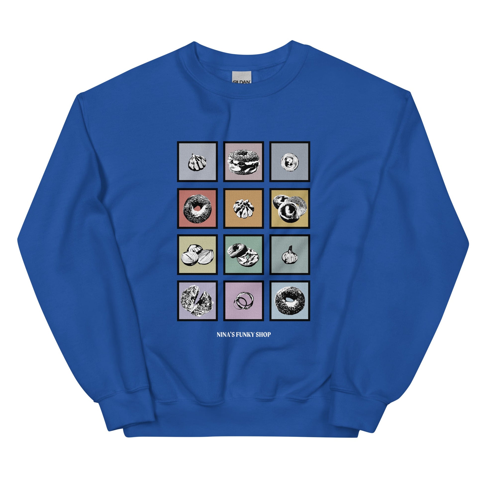 Colorful Bagels Onions and Garlic Sweatshirt - ninanush