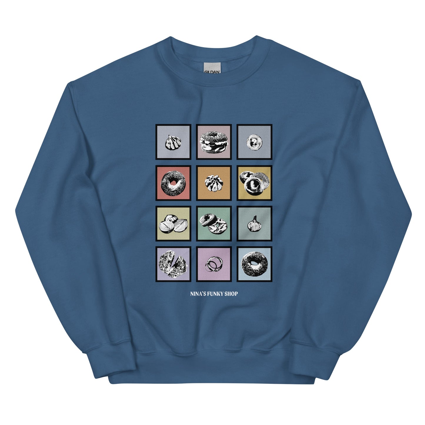 Colorful Bagels Onions and Garlic Sweatshirt - ninanush