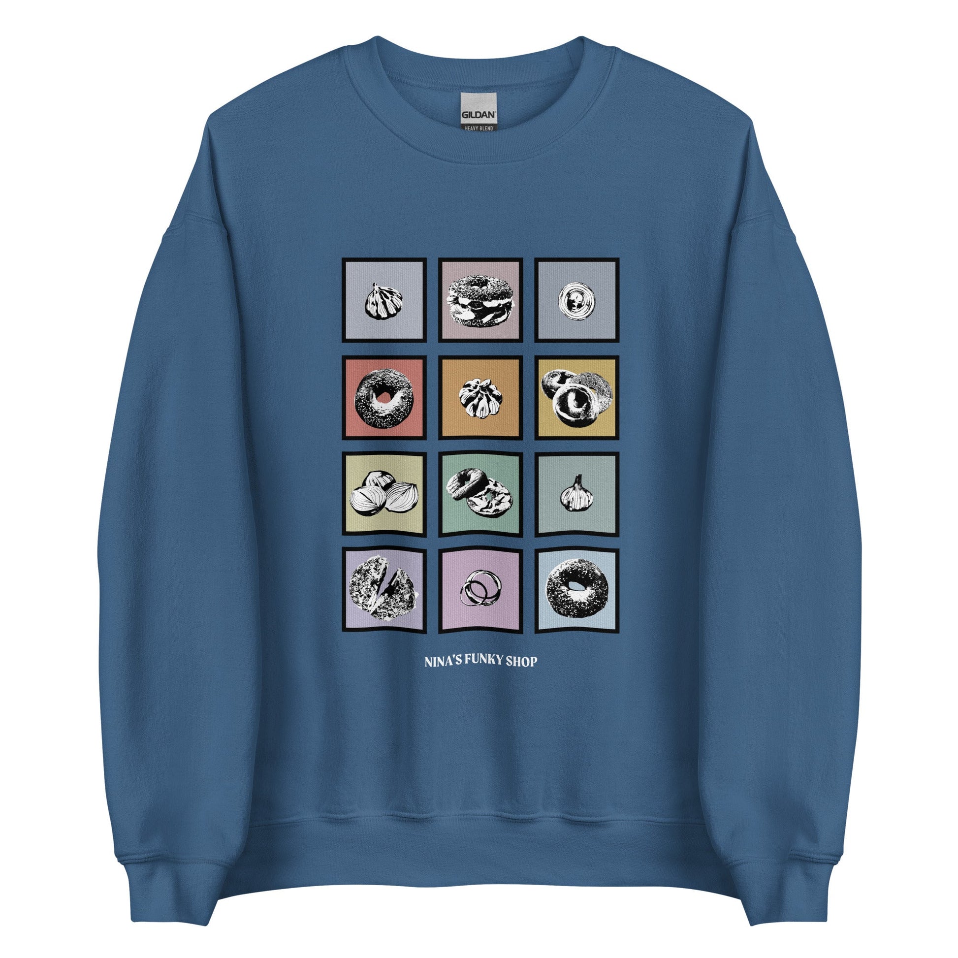 Colorful Bagels Onions and Garlic Sweatshirt - ninanush