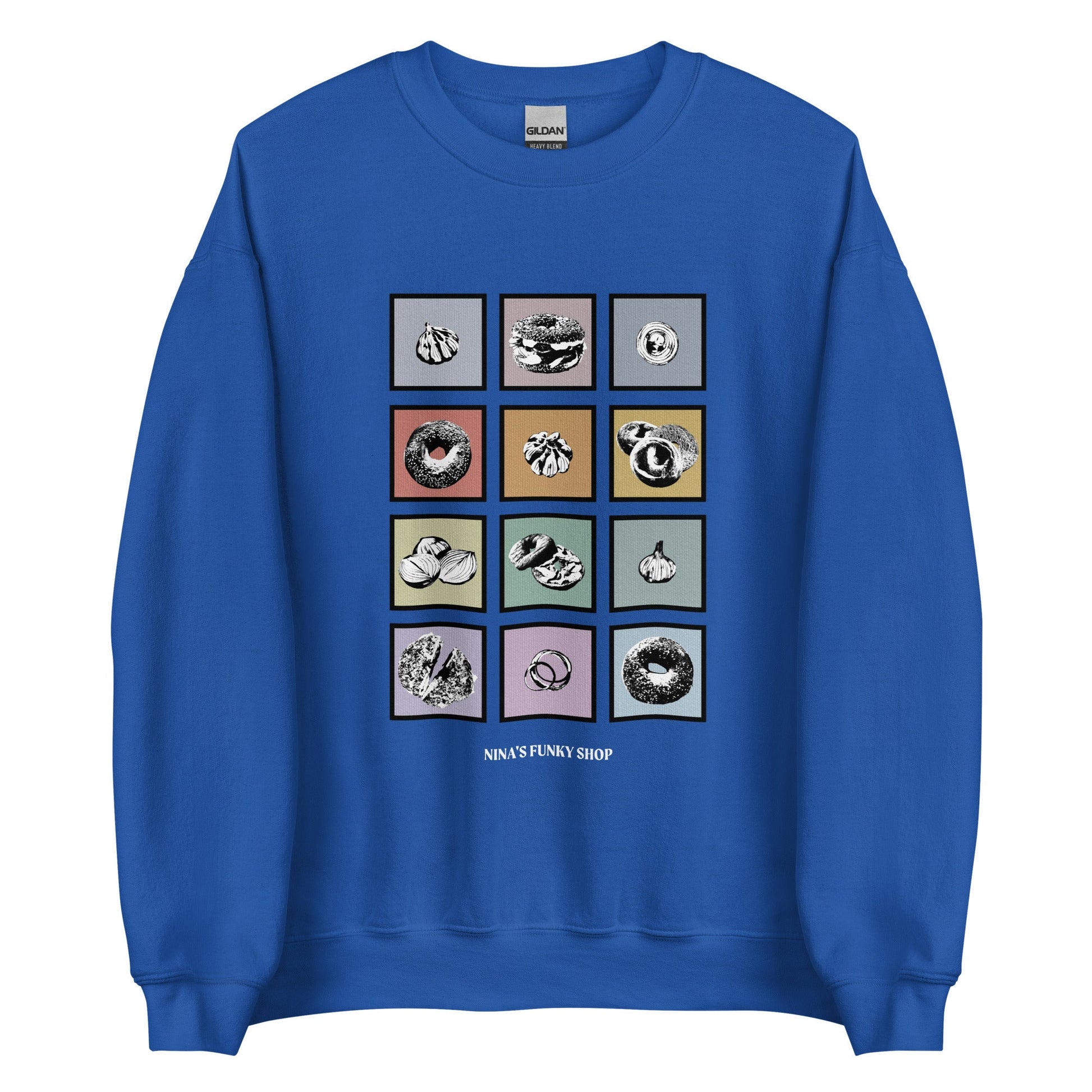 Colorful Bagels Onions and Garlic Sweatshirt - ninanush