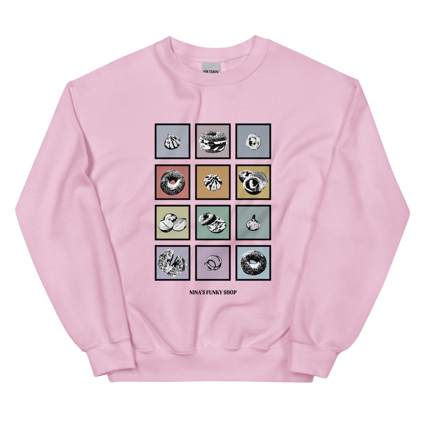Colorful Bagels Onions and Garlic Sweatshirt - ninanush