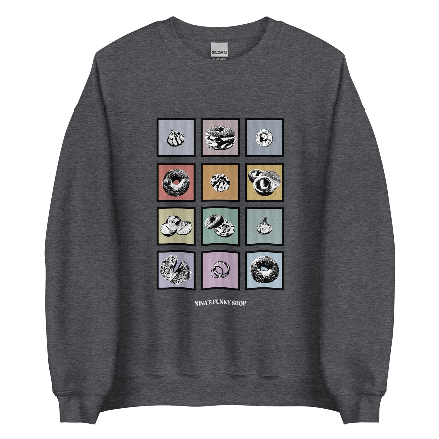 Colorful Bagels Onions and Garlic Sweatshirt - ninanush