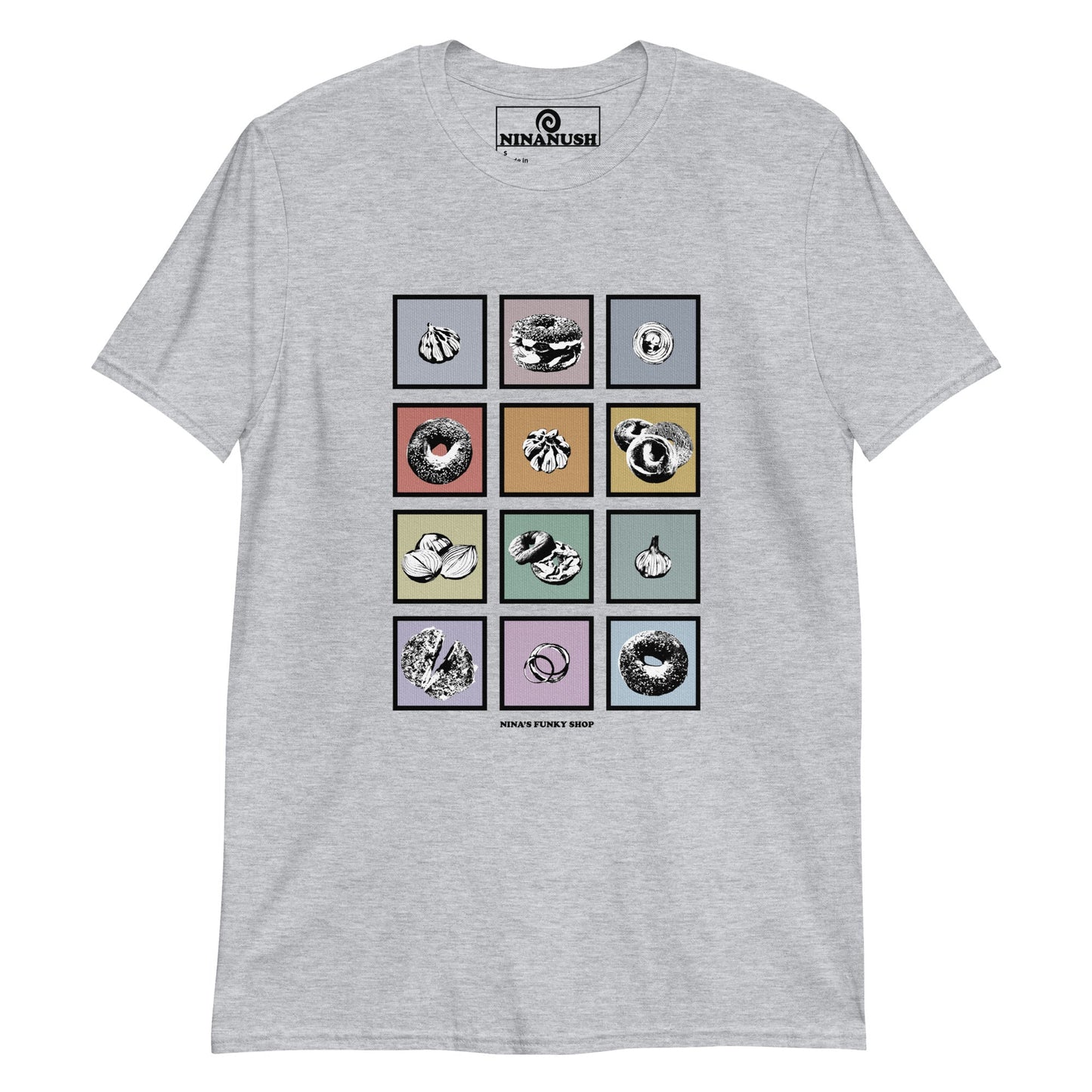 Colorful Bagels Onions and Garlic T-Shirt - ninanush
