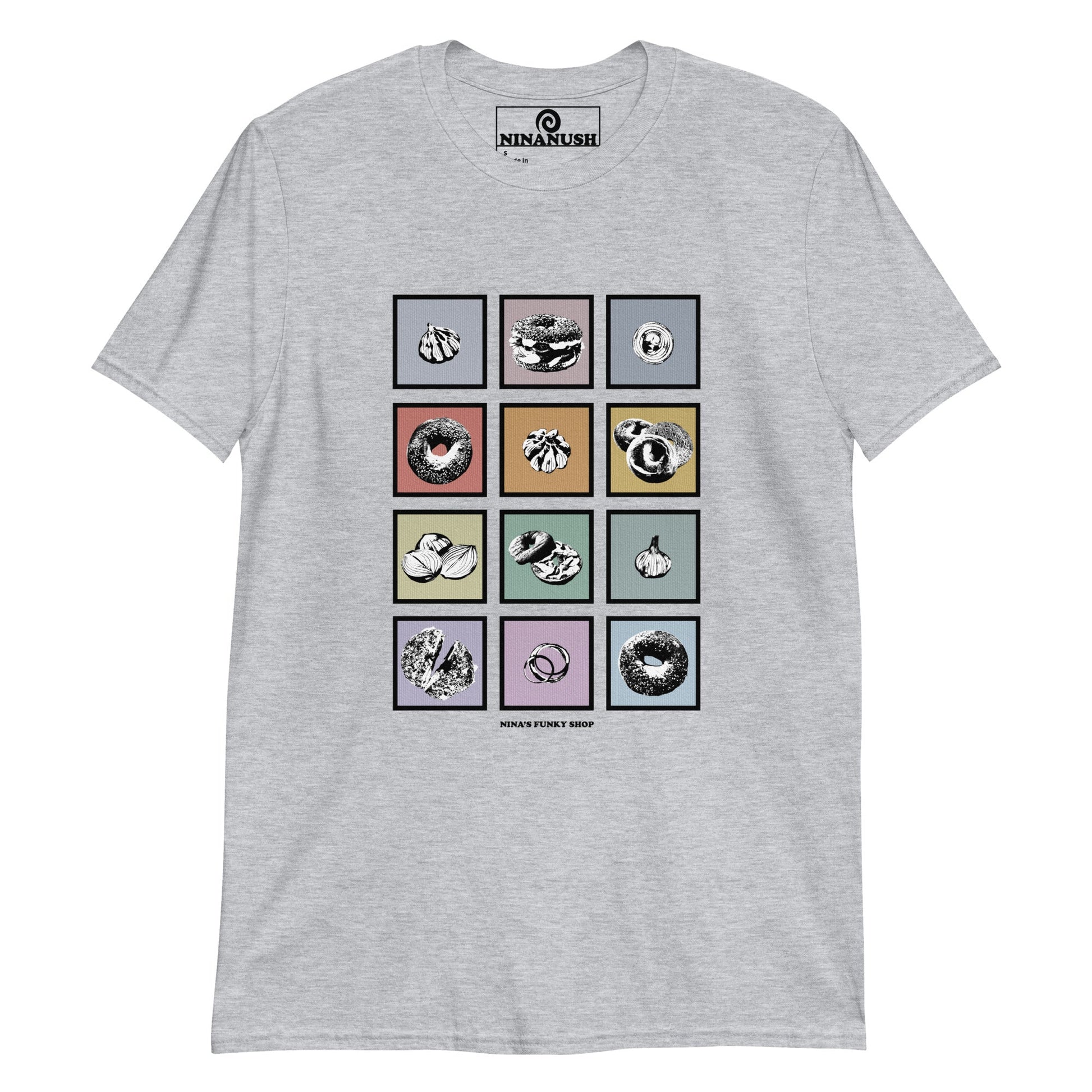 Colorful Bagels Onions and Garlic T-Shirt - ninanush