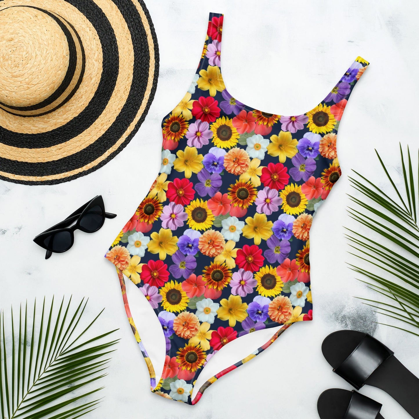 Colorful Flowers One-Piece Swimsuit - ninanush
