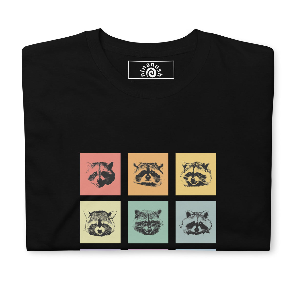 Colorful Nine Naughty Raccoons T-Shirt - ninanush